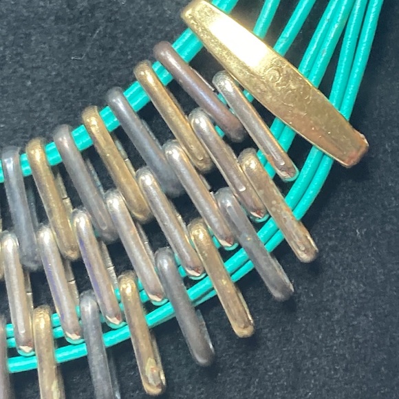 Turquoise Green and Mixed Metal Color Multi Strand Necklace - Picture 5 of 16